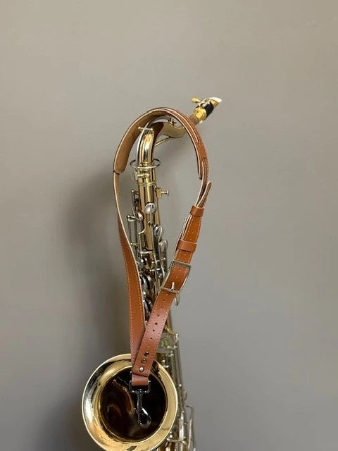 The Seventies Brown Leather saxophone strap