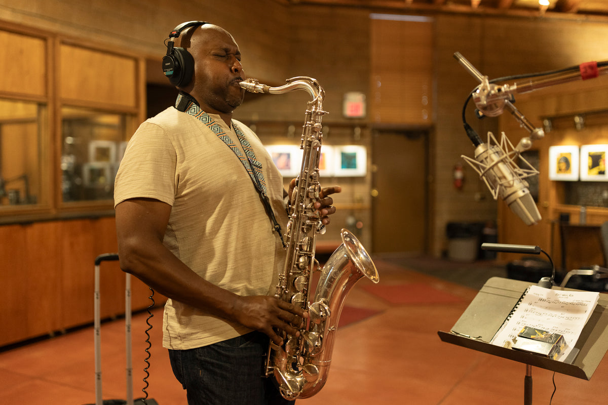 You Stepped Out of a Dream Blue)   -  Vintage Seventies Saxophone Strap