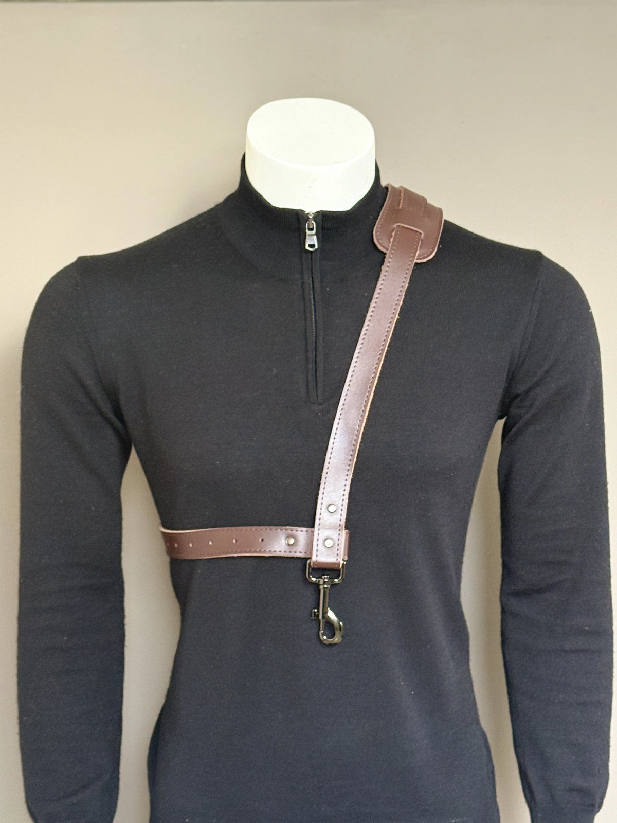 Chocolate Brown Leather Saxophone Shoulder Strap