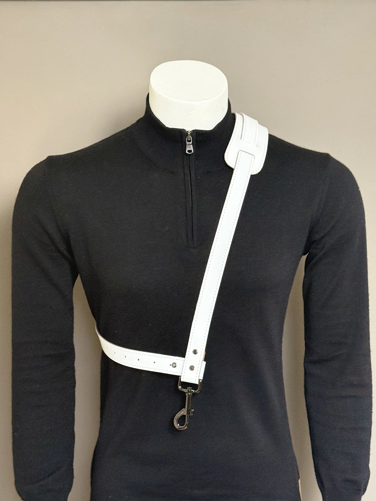 White Leather Saxophone Shoulder Strap