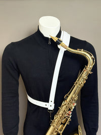 White Leather Saxophone Shoulder Strap