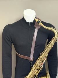 Chocolate Brown Leather Saxophone Shoulder Strap