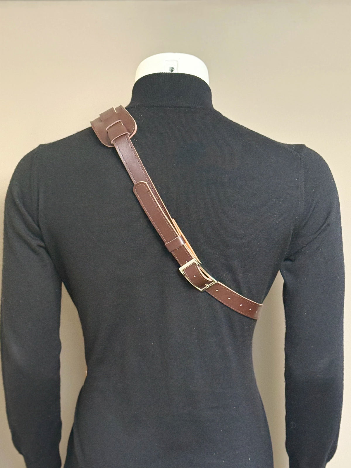Chocolate Brown Leather Saxophone Shoulder Strap
