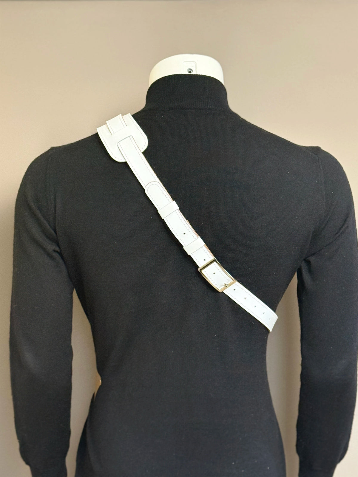 White Leather Saxophone Shoulder Strap