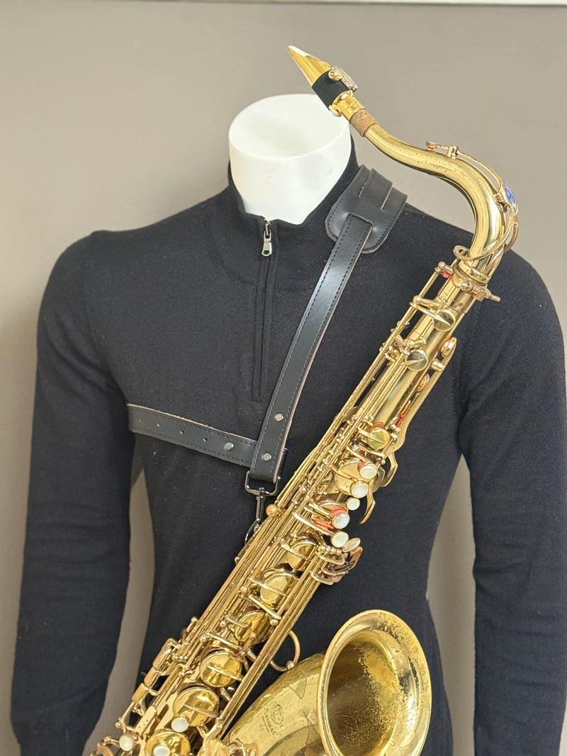 Black Leather Saxophone Shoulder Strap