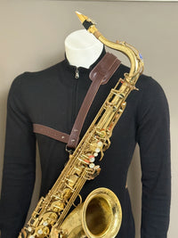 Chocolate Brown Leather Saxophone Shoulder Strap
